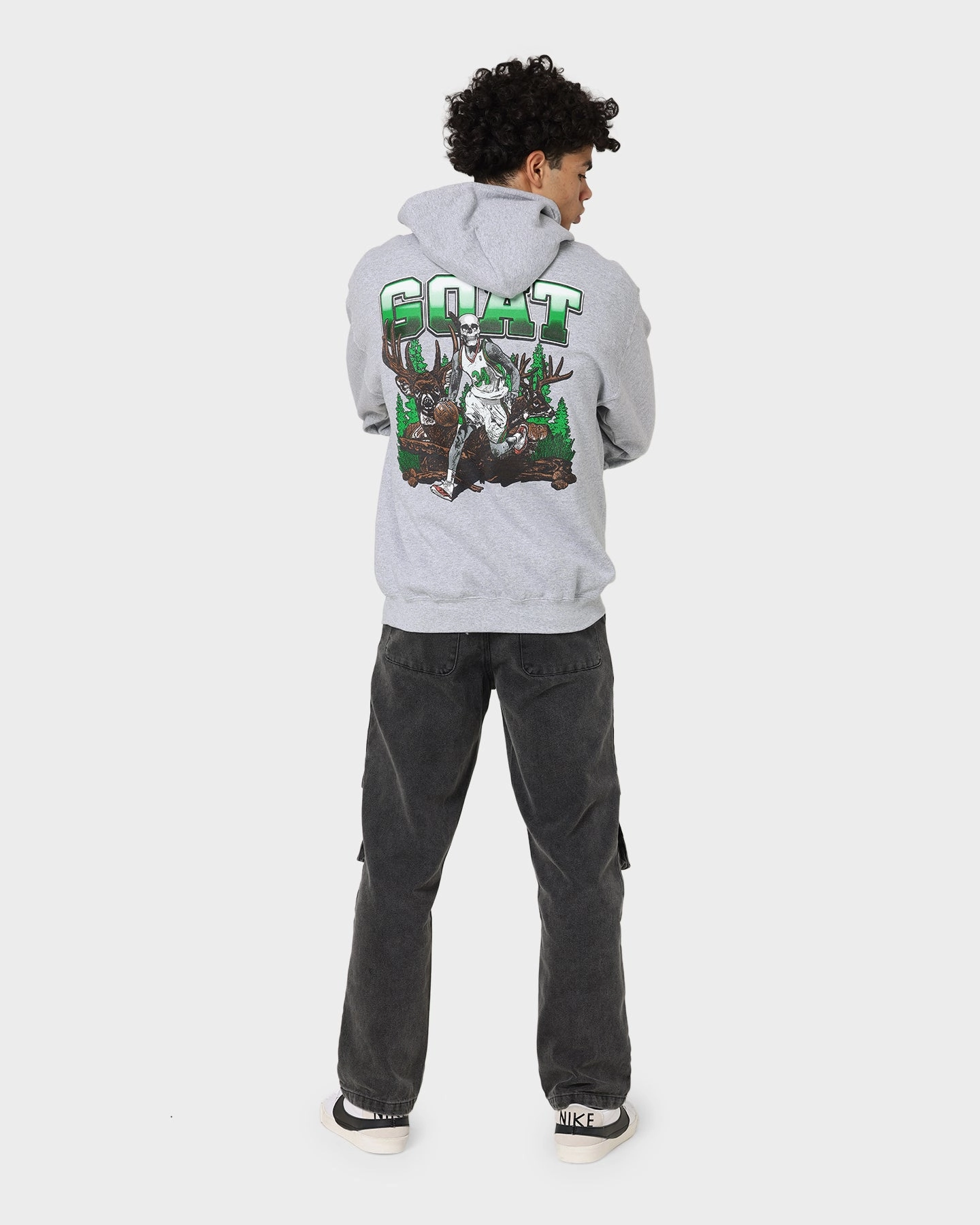 Goat Crew Buck Hunter Hoodie Grey Loop Fastened Hood