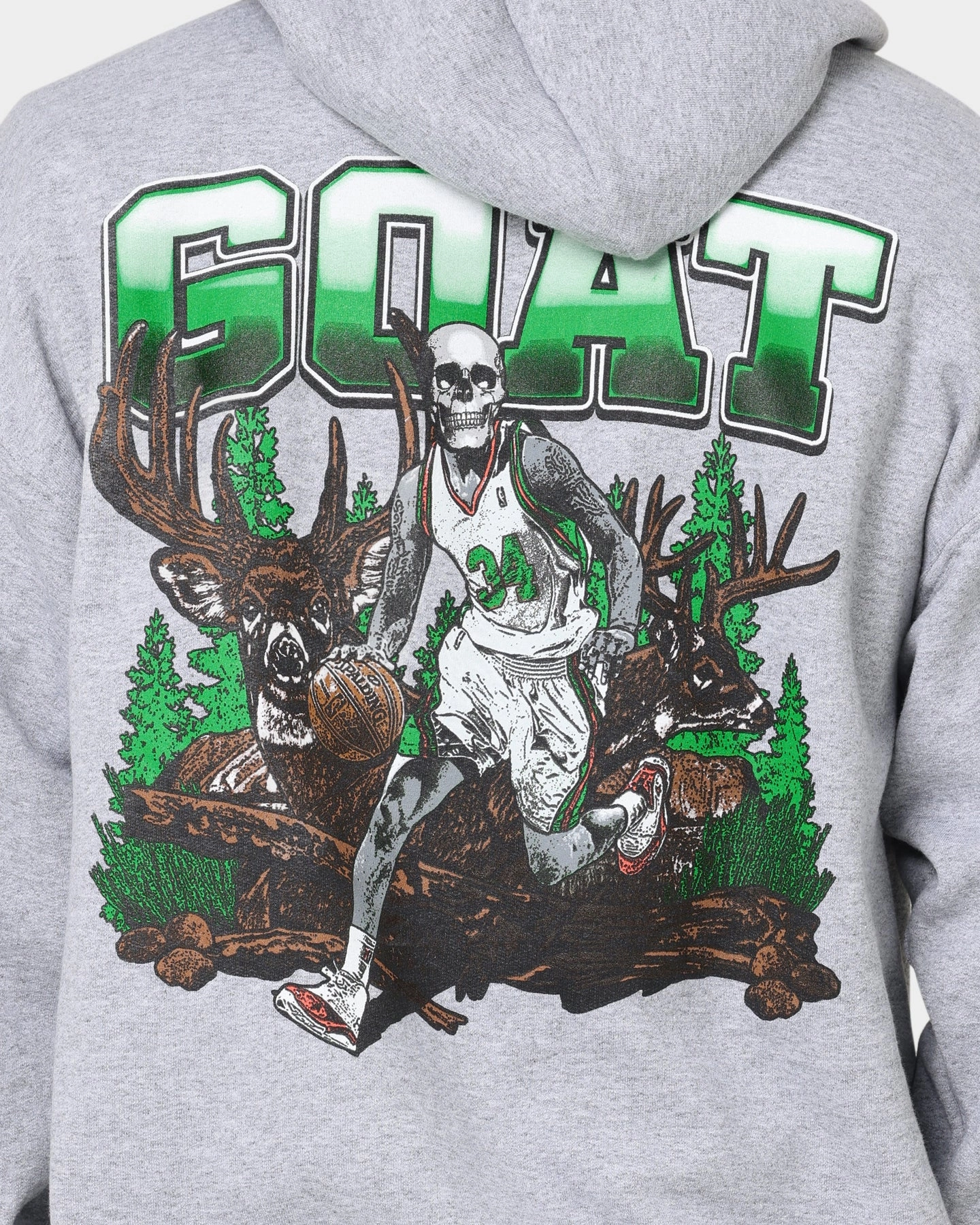 Faith Elegant Goat Crew Buck Hunter Hoodie Grey