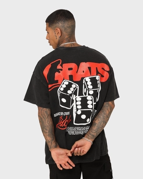 Trendy Apparel Rats Get Fat Own Luck Vintage T-Shirt Washed Black
