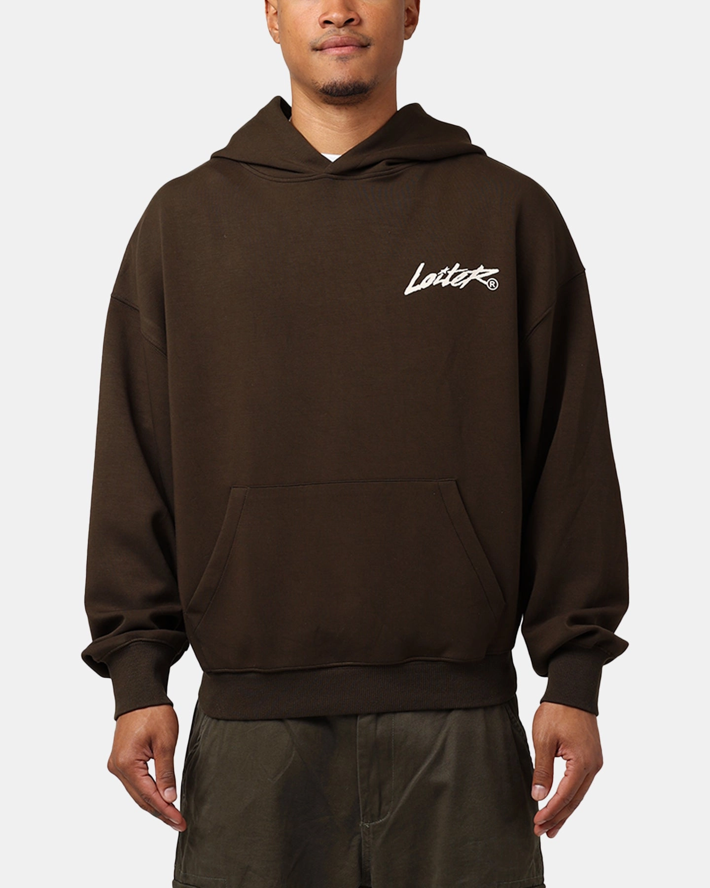Multi Pocket Configuration Loiter Chroma Premium Hoodie Dark Chocolate