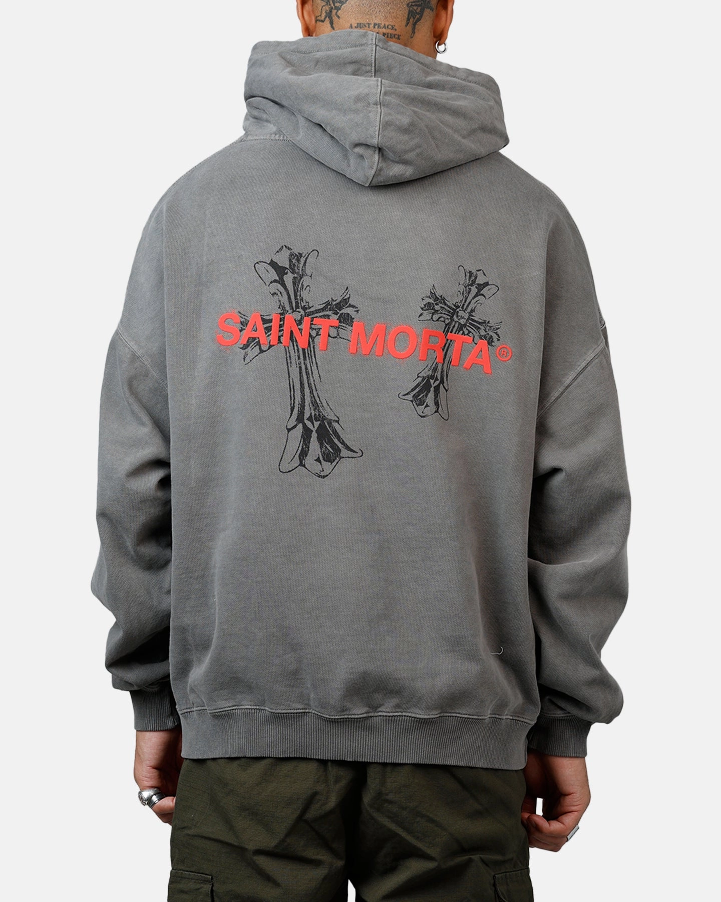 Portray work event Saint Morta Memoriam Boxy Hoodie Washed Charcoal