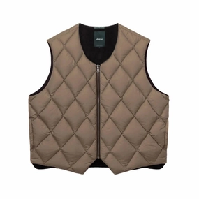 Afield Out Stone Puffer Vest 'Brown' Micro Perforated Panels