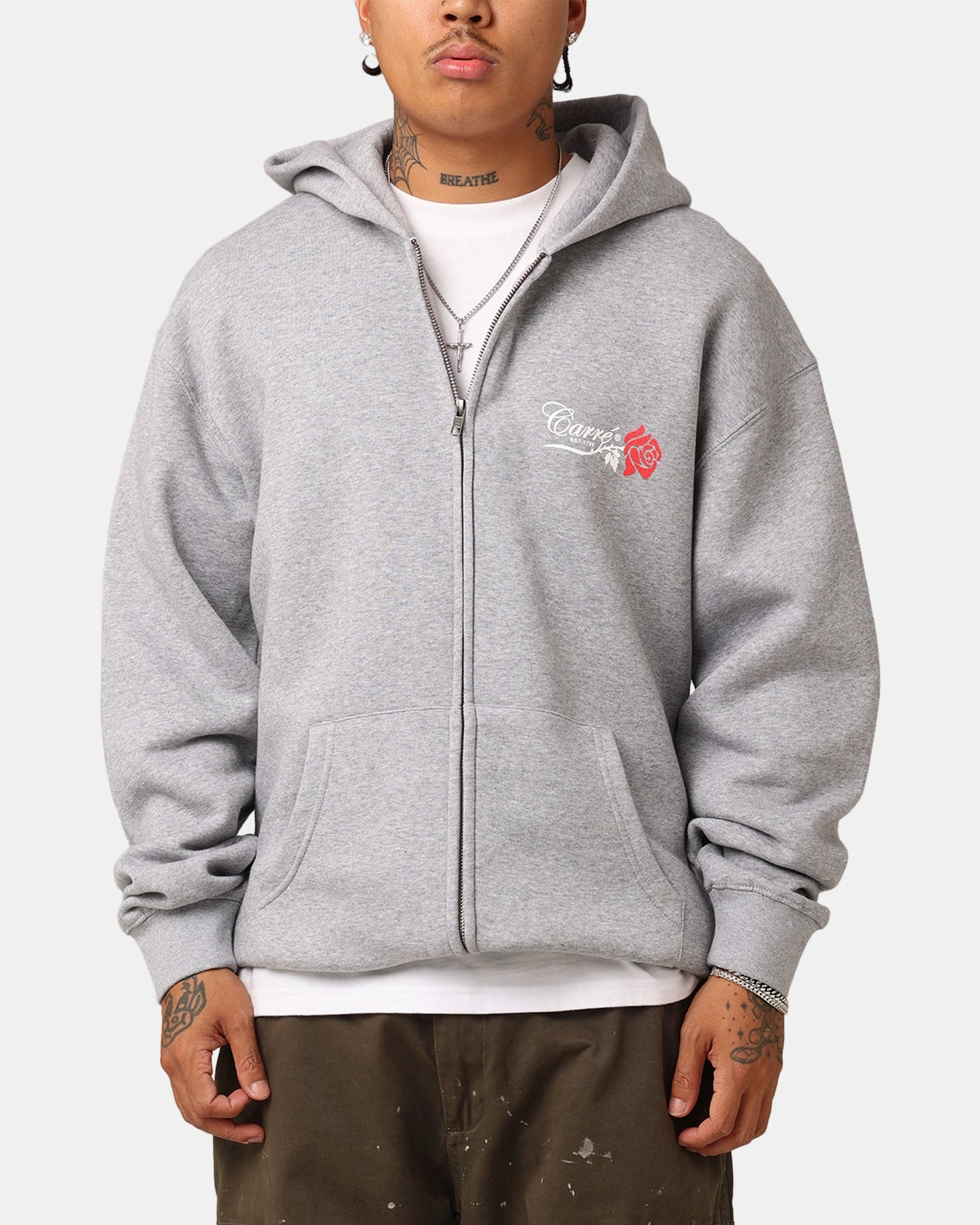 Carr?? Rara Full Zip Hoodie Grey Marle Wax snowboarding