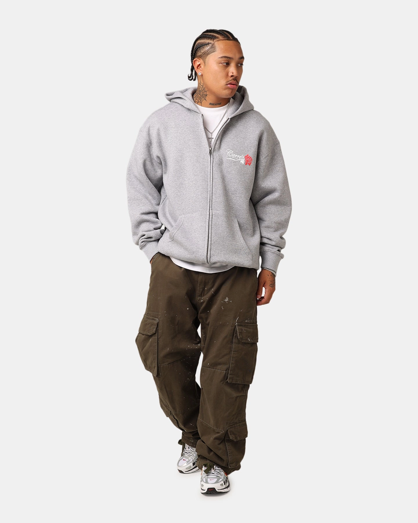 Adjustable Hem Charm Carr?? Rara Full Zip Hoodie Grey Marle