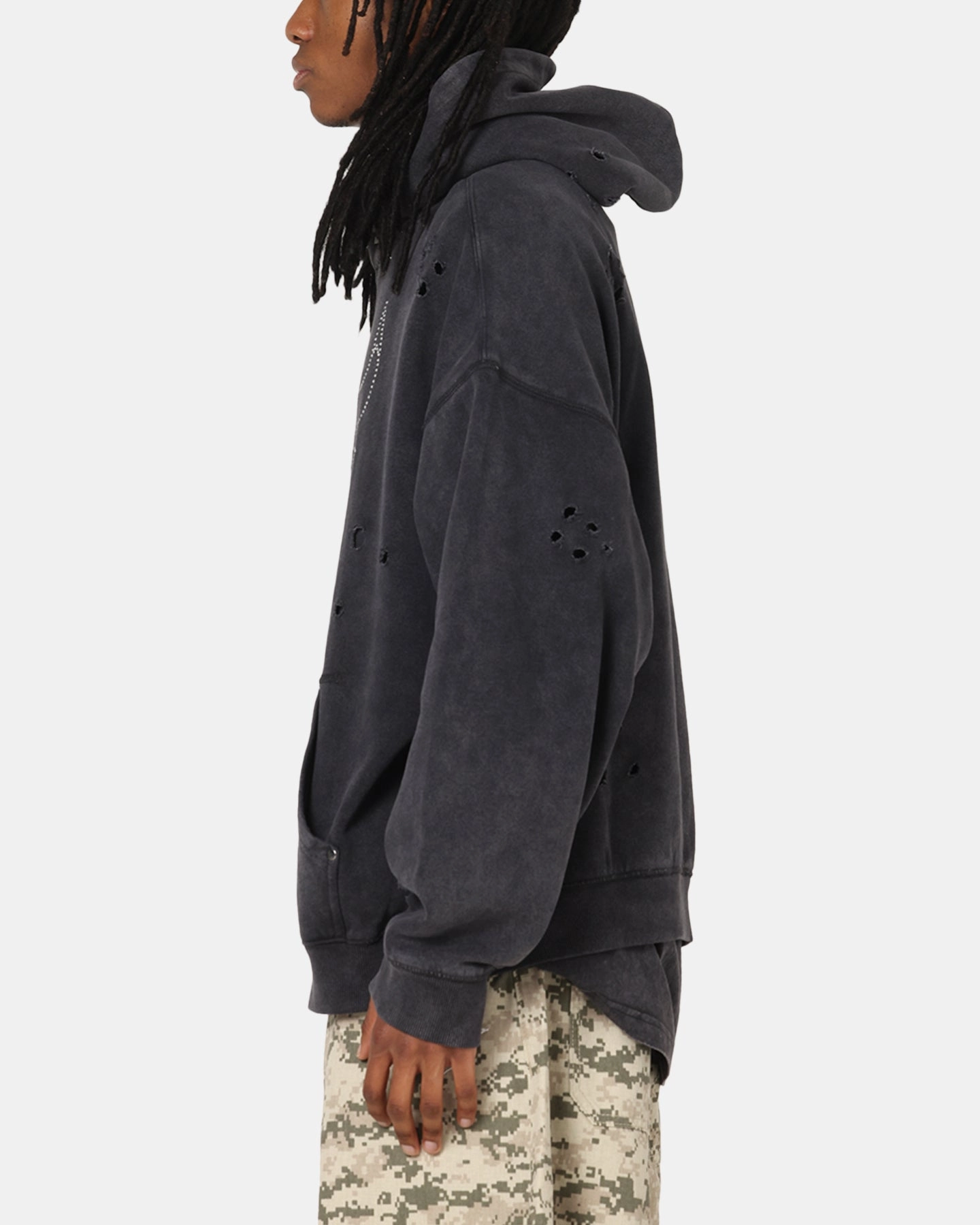 Mitchell & Ness Chicago Bulls Distressed Rhinestone Logo Hoodie Faded Black fiber - reinforced body