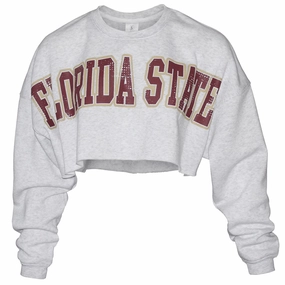 Camouflage Stay Smooth ZooZatz Women's Florida State Uber Crop Crew Fleece - Ash