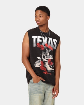 Goat Crew Texas Vintage Muscle T-Shirt Black Wash Perfect for Layering Boat Neck