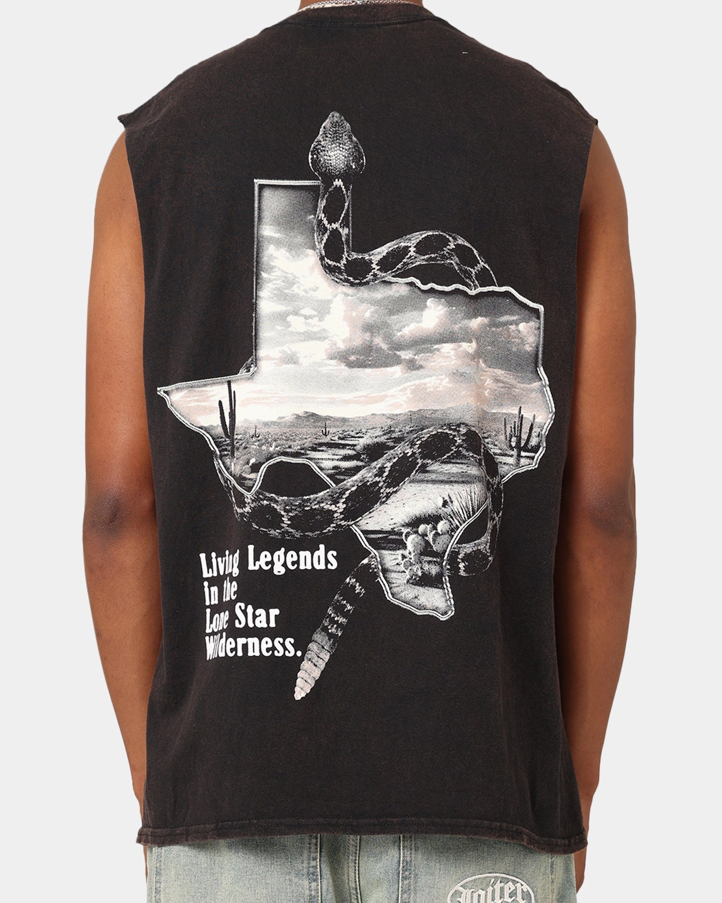 TemperatureRegulating Casual Choice Goat Crew Texas Vintage Muscle T-Shirt Black Wash