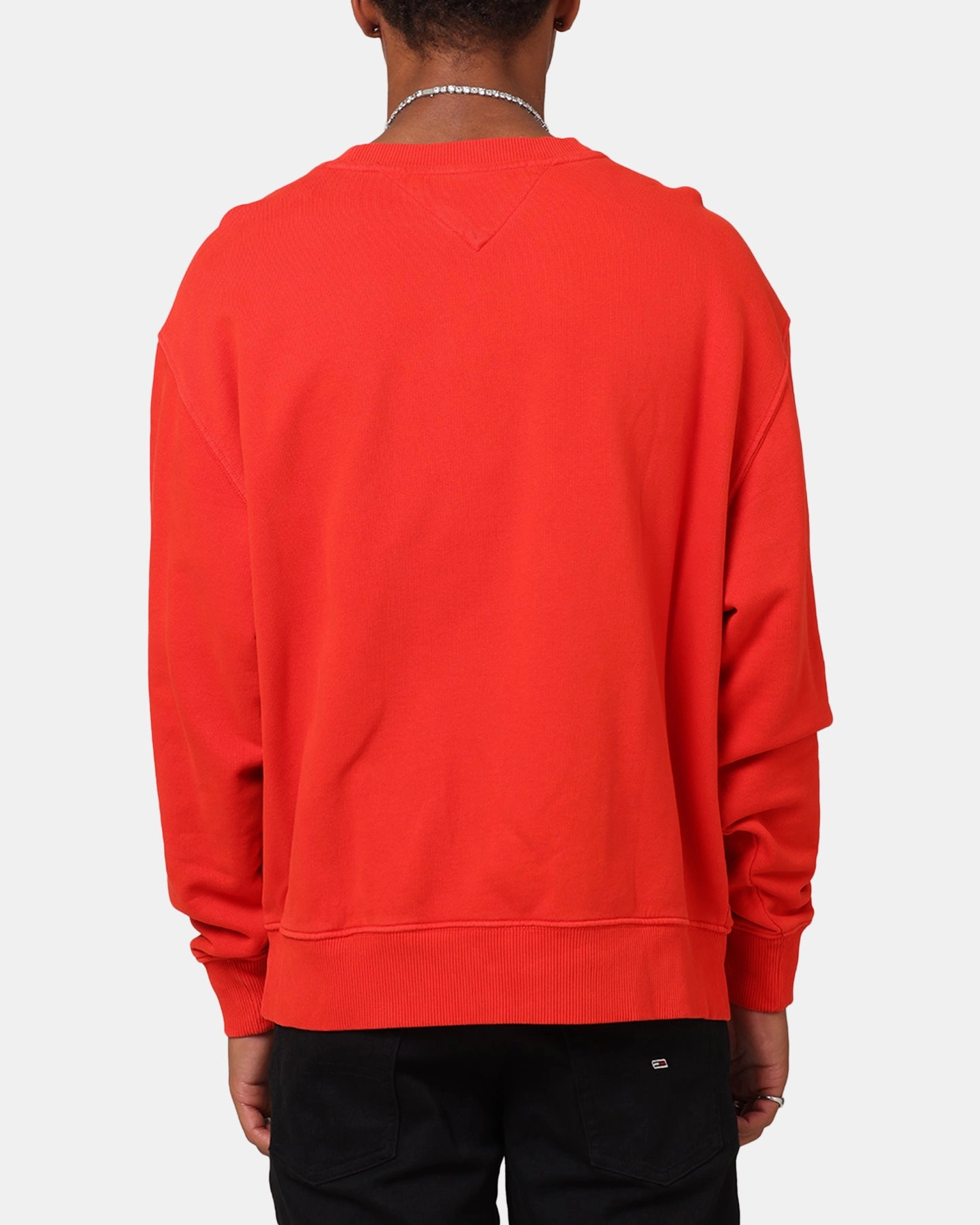 Odor Resistant Treatment Tommy Jeans Relaxed Vintage Varsity Crewneck Red Hot