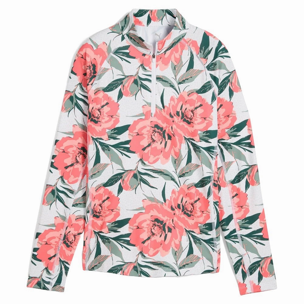 PUMA YouV Beautiful Game 1/4 Zip Golf Pullover White Glow/Peach Frost - SS25 Women Ripstop Fabric Technology Everyday Urban Style