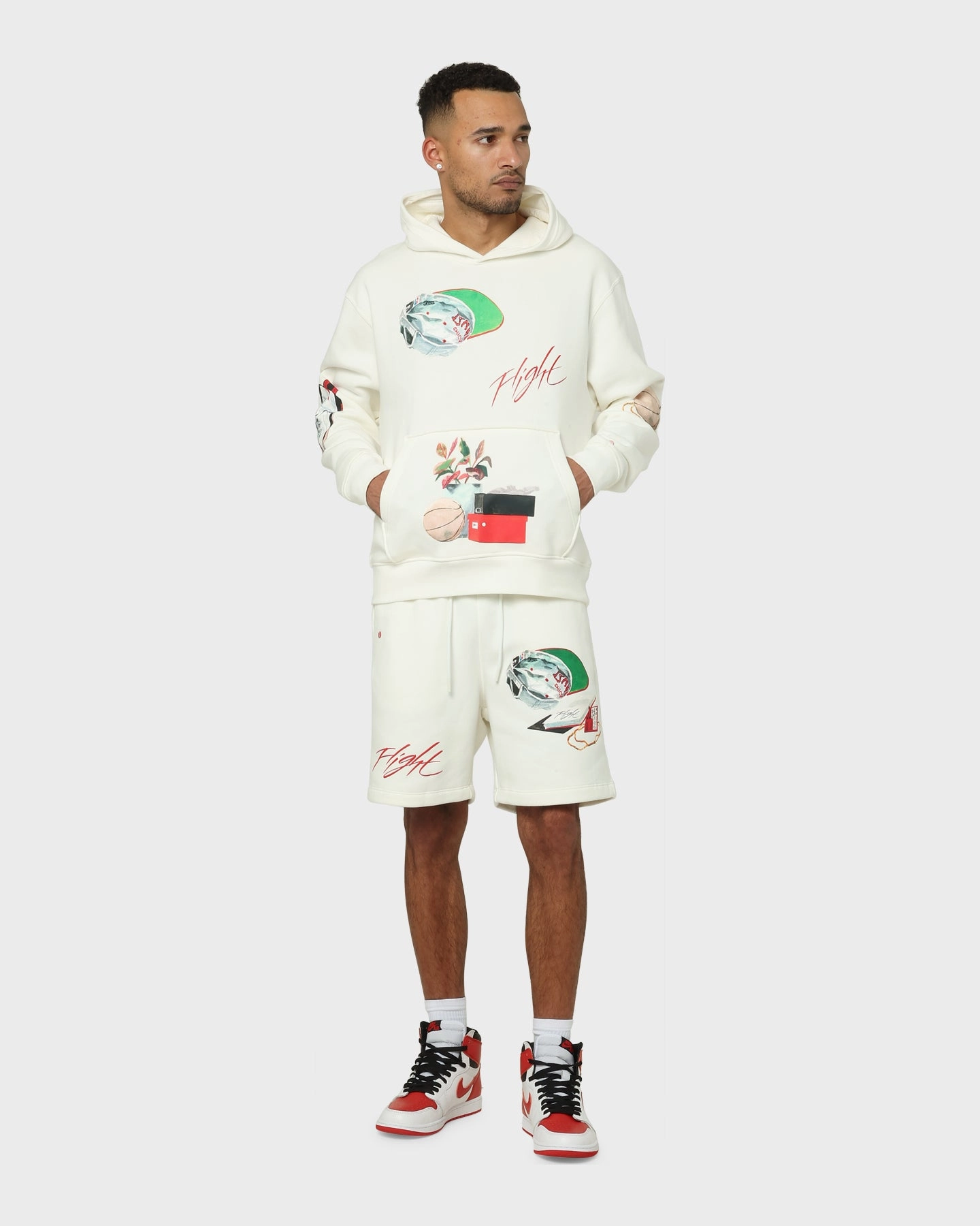 Jordan Flight Artist Series Fleece Pullover Jacket Sail/Black/University Red EcoFriendlyMaterial Game Day