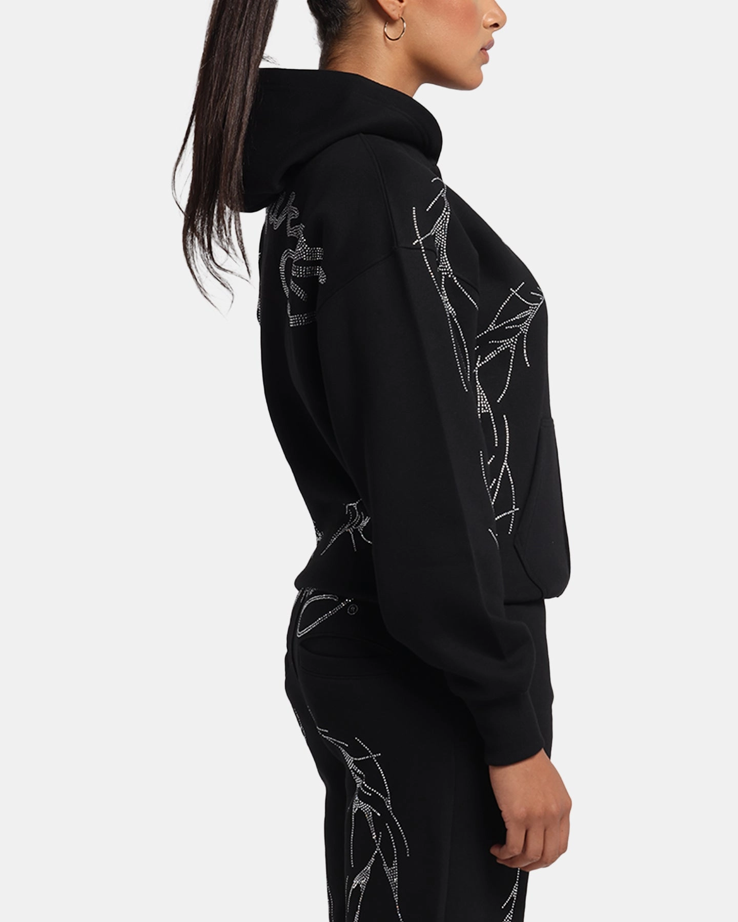 Modern Look Ed Hardy Cyber Rhinestone Zip-Up Hoodie Black