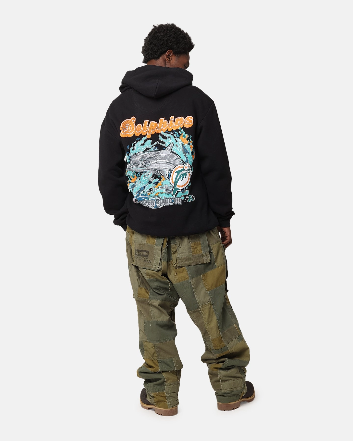 Minimalist Aesthetic Mitchell & Ness Miami Dolphins 'Alter Ego' Flames Hoodie Faded Black