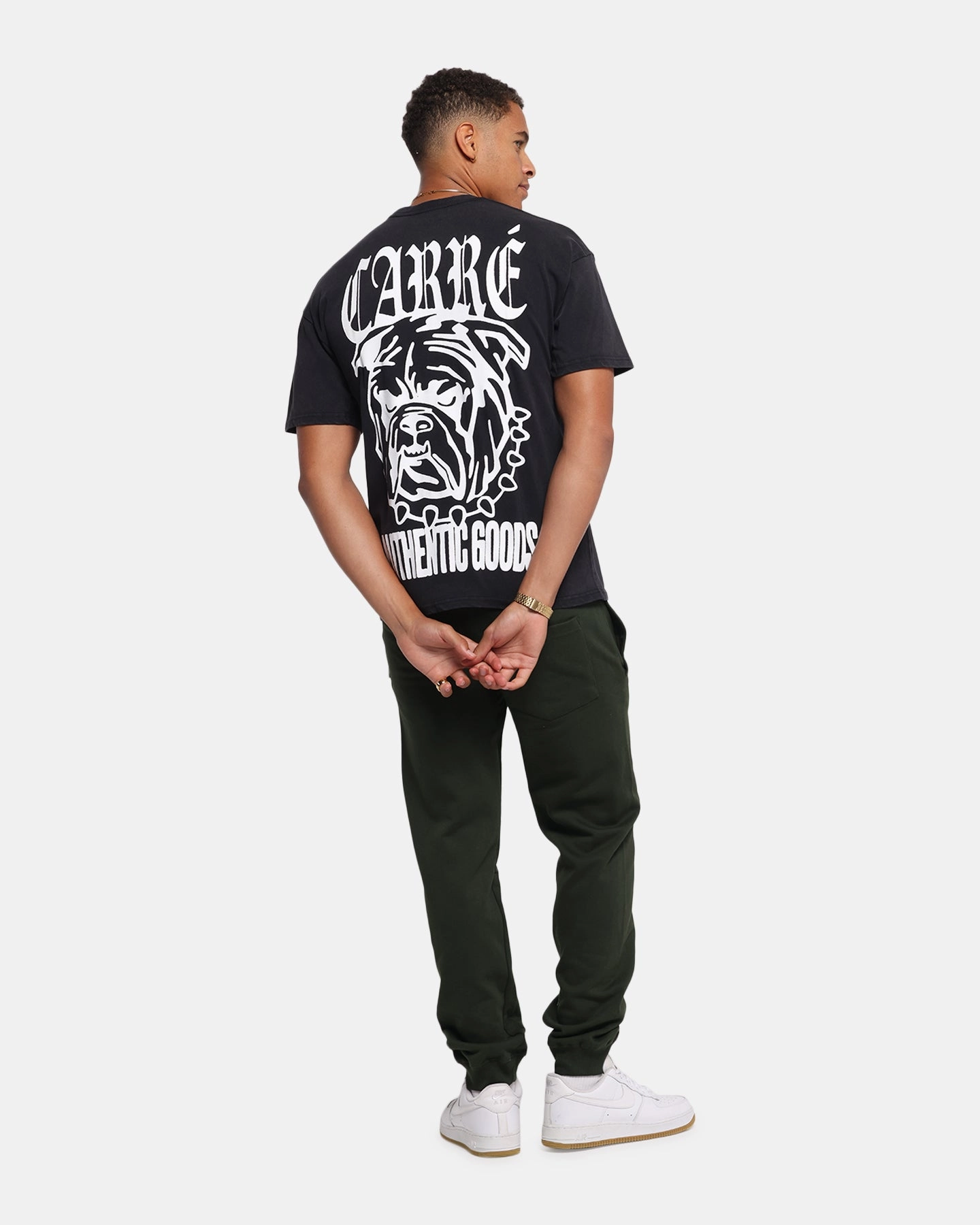 Carre Bulldog T-Shirt Black Acidwash Wrinkle Resistant Finish Quick-Drying Shirt