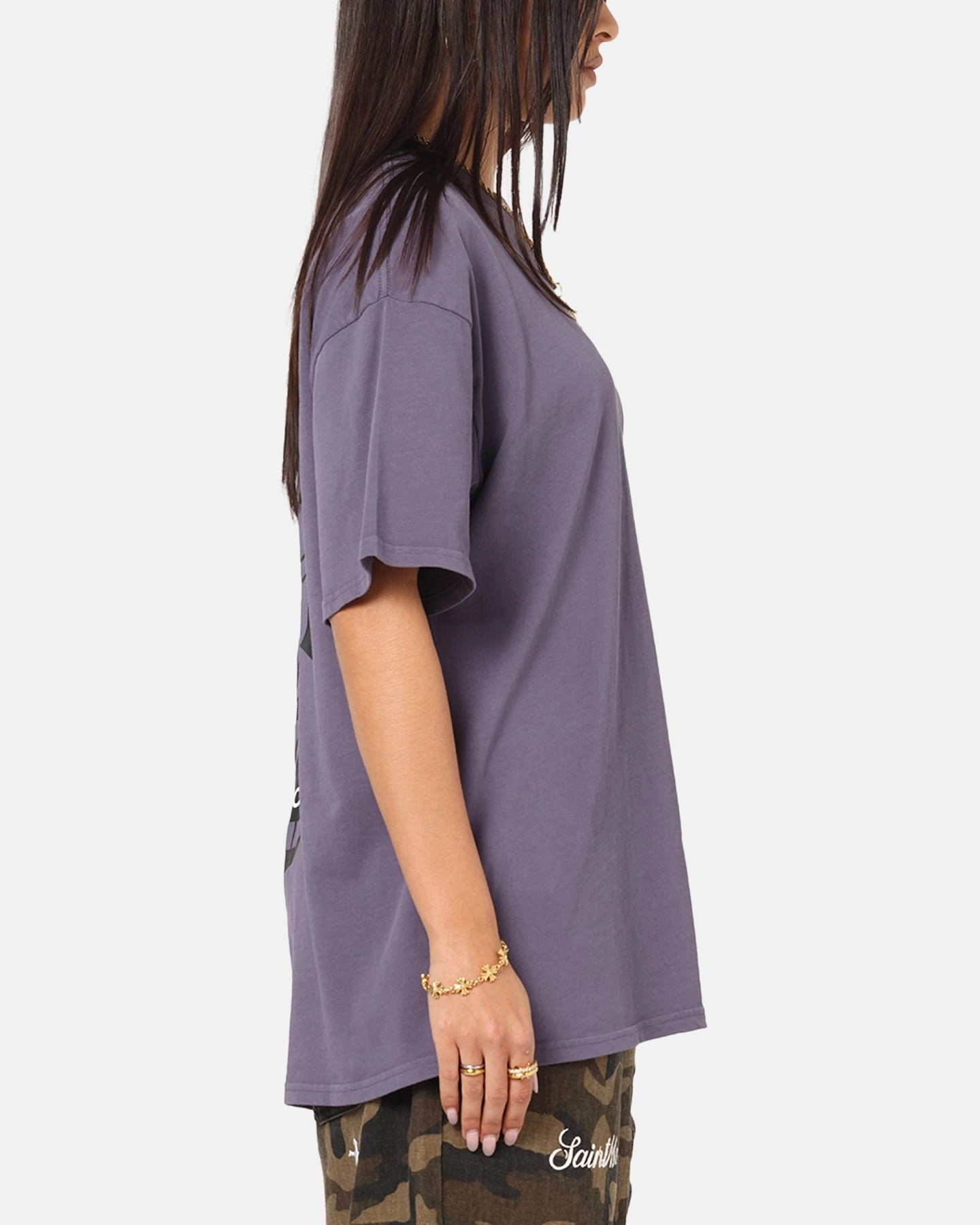 Relax Outfit Classic Style Trend Saint Morta Gothic Stack T-Shirt Purple