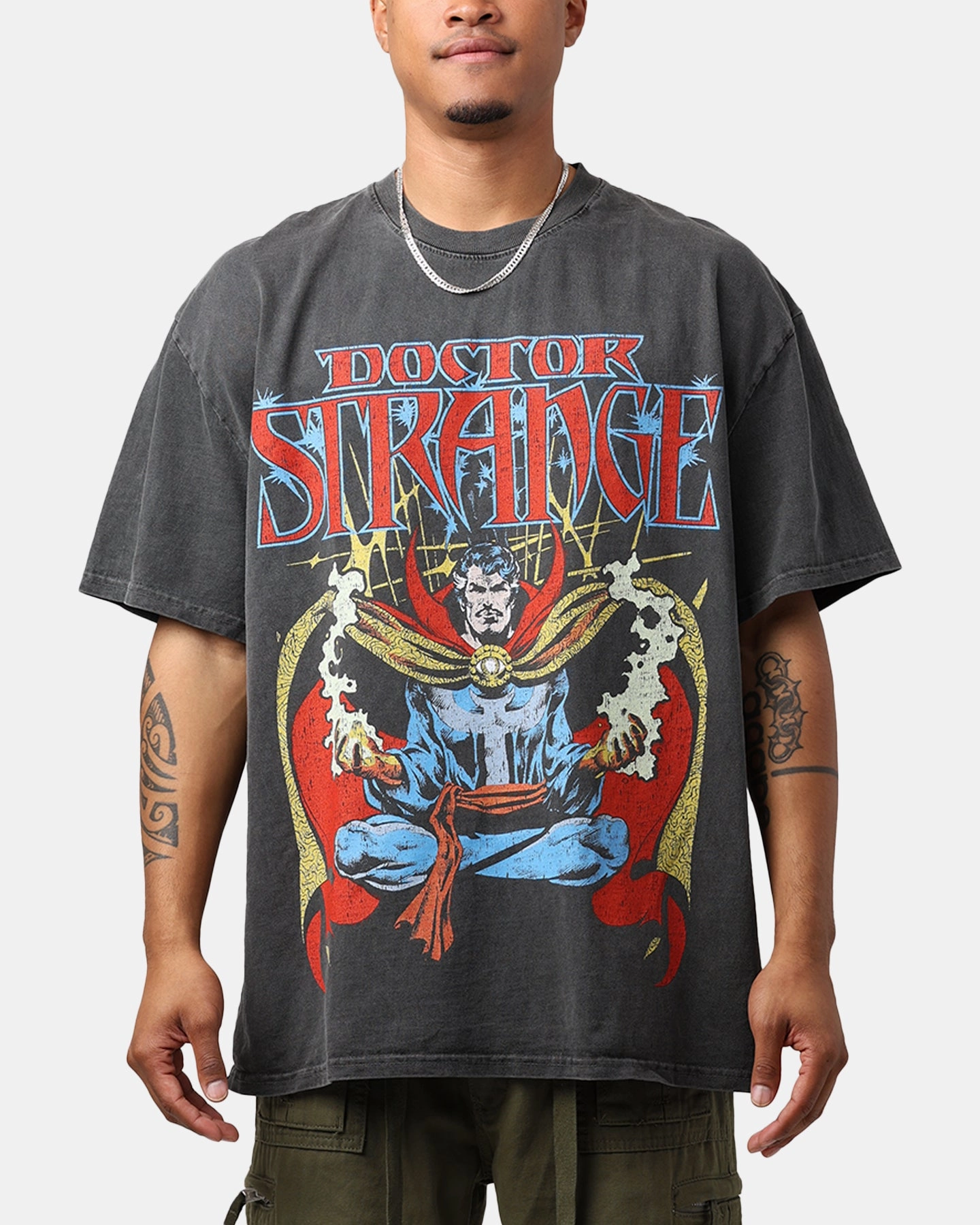 Marvel Doctor Strange Heavyweight Vintage T-Shirt Black Wash RelaxedFit Beach Outfit