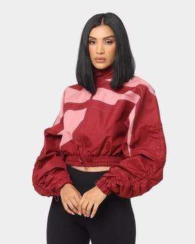 Reebok Women's Cardi B X Reebok Woven Satin Jacket Red Check