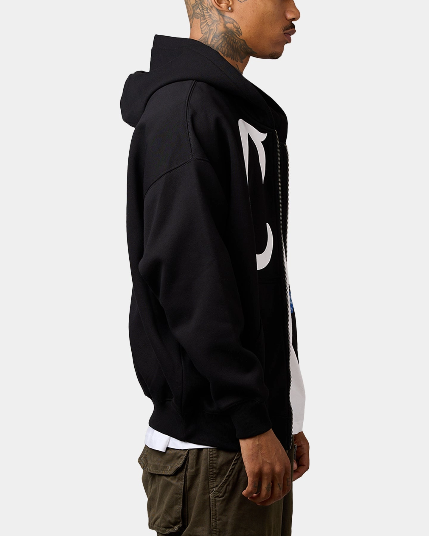 Carre Bigs Full Zip Hoodie Black Solid-color CompressionFit