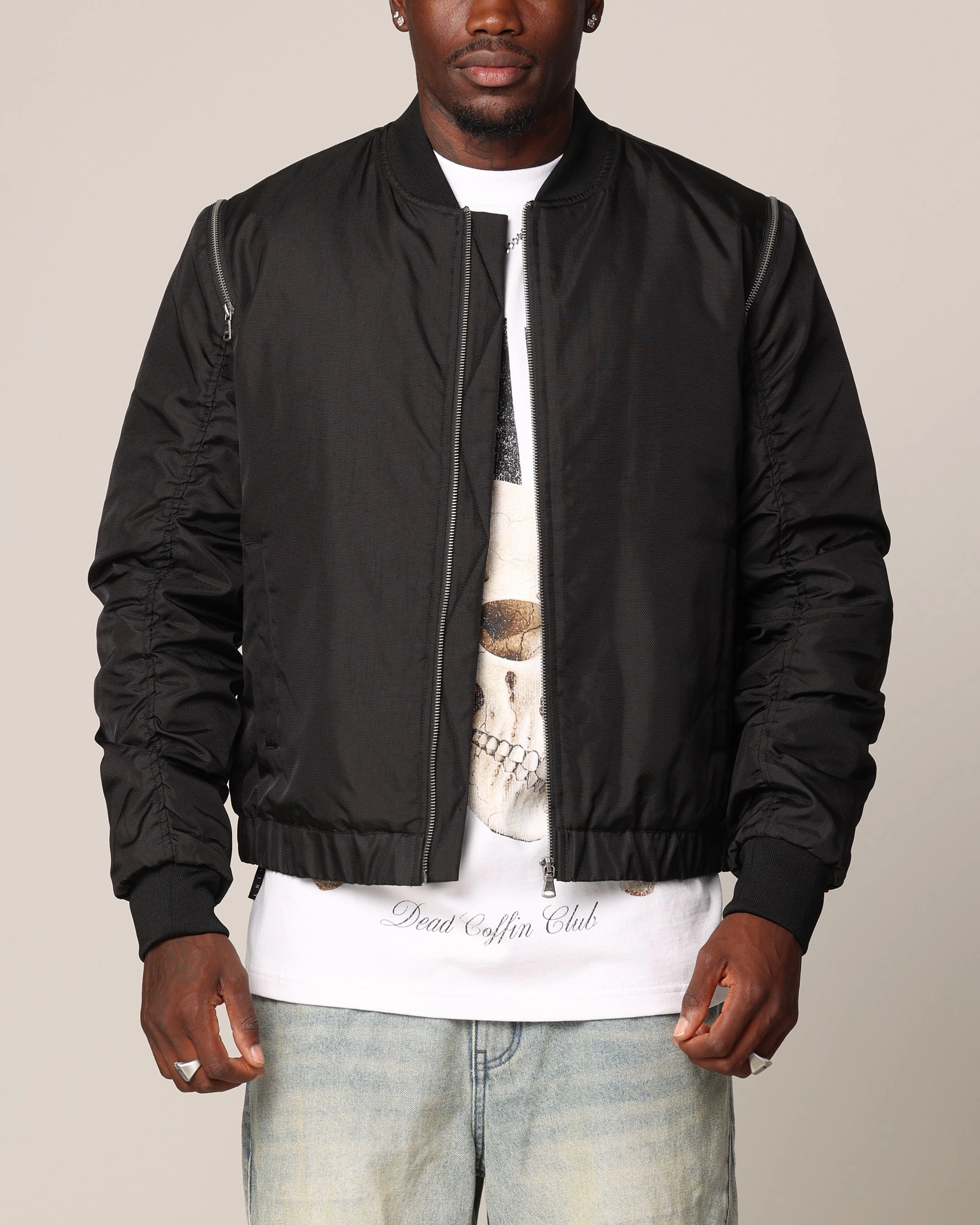 Light Padding Multi Pocket Saint Morta Hell Bat Bomber Jacket Black