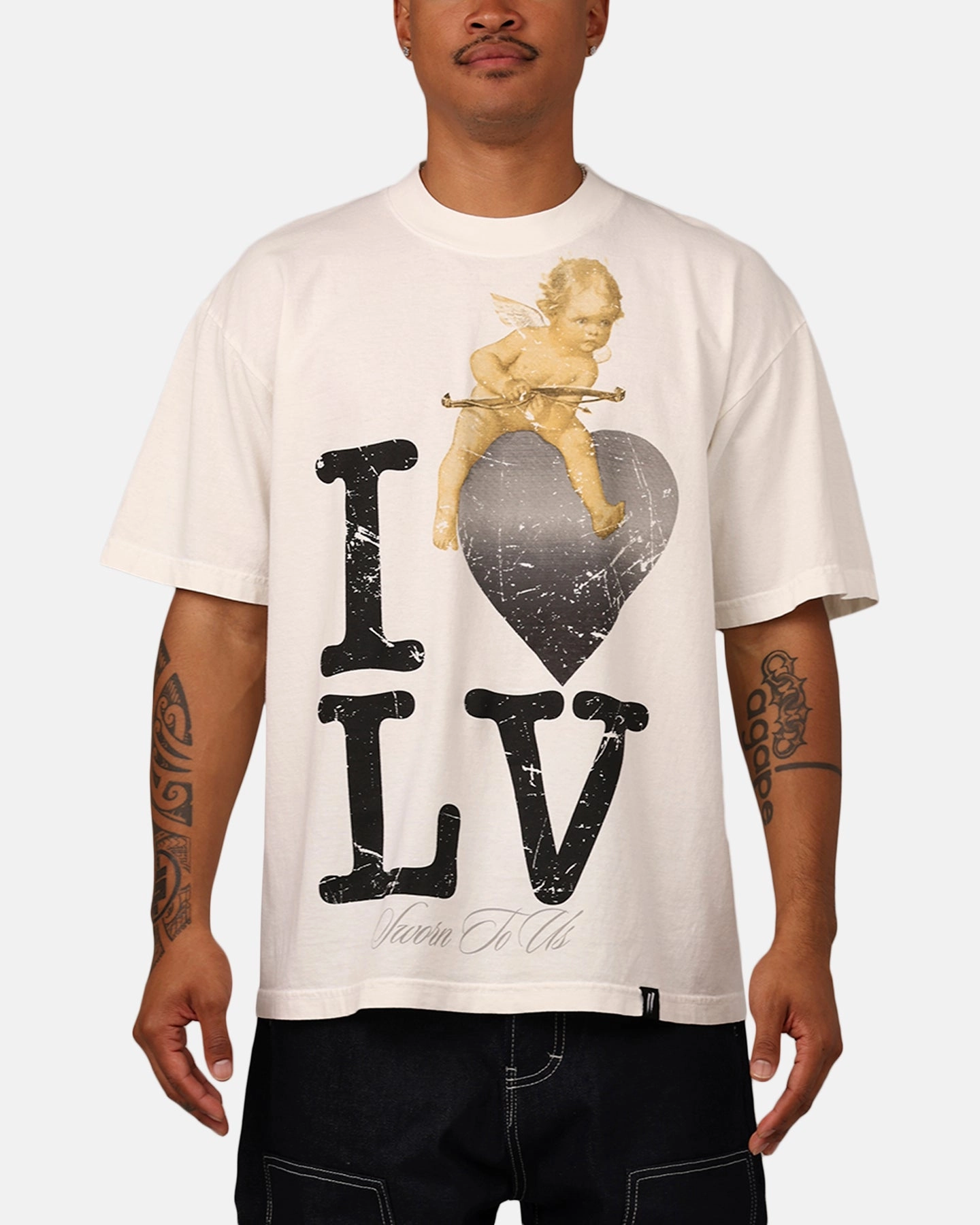 Modern Layer Eco Friendly Production Sworn To Us I Love LV T-Shirt Eggshell