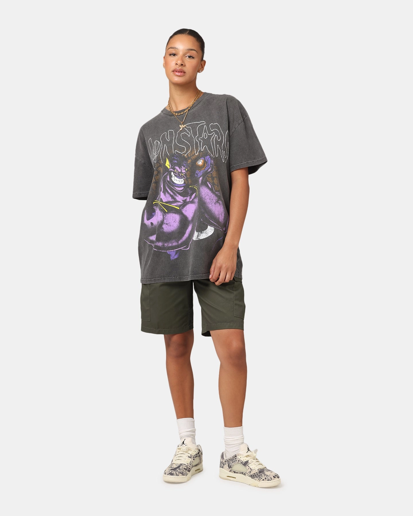 Soft Wear American Thrift X Space Jam Monstars Heavyweight Vintage T-Shirt Black Wash