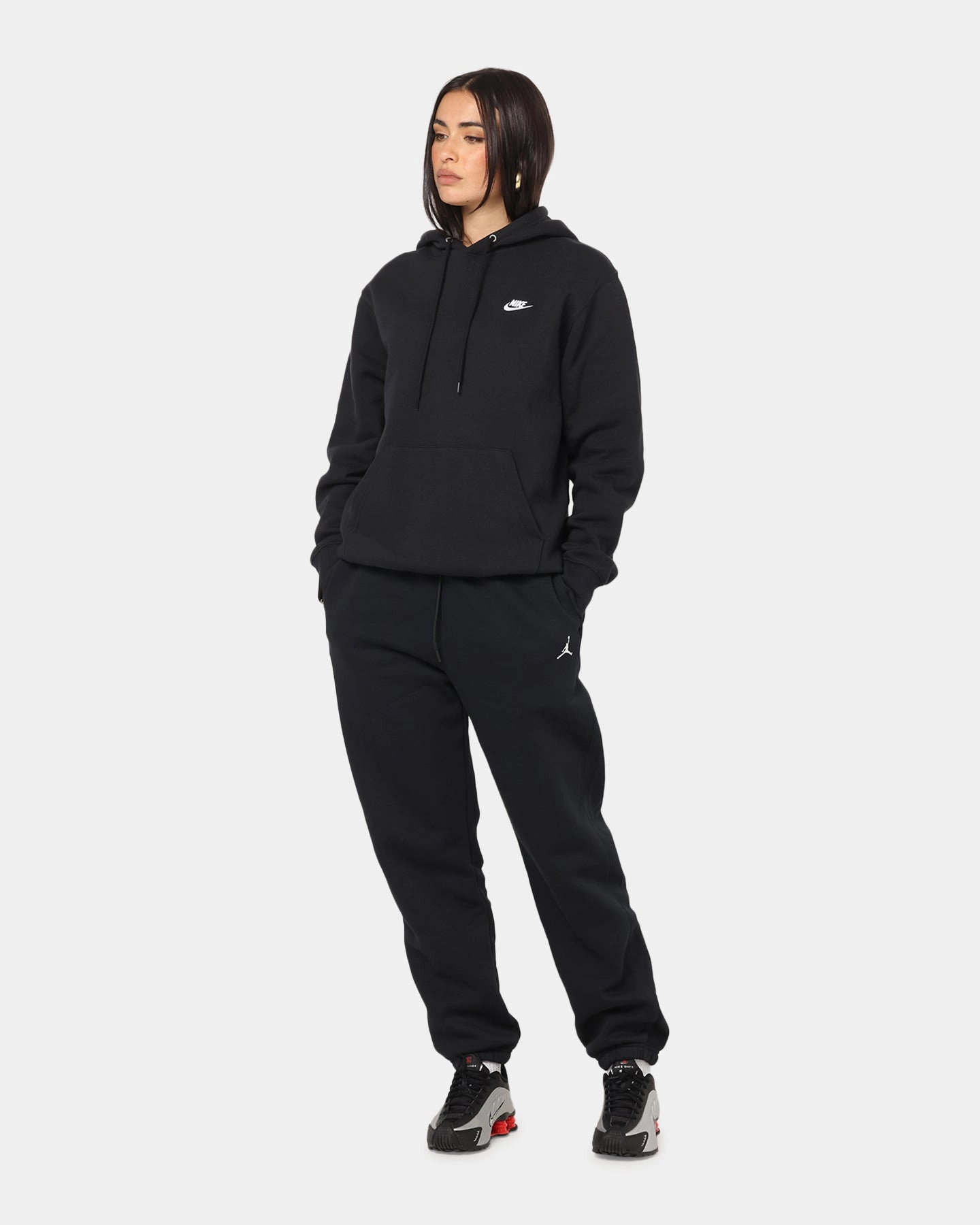 Nike Club Pullover Fleece Hoodie Black/Black/White New Year's Eve attire