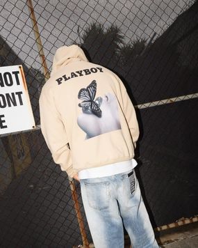 Comfort Fit Silhouette Weekend Vibe Playboy November '13 Monotone Hoodie Tan