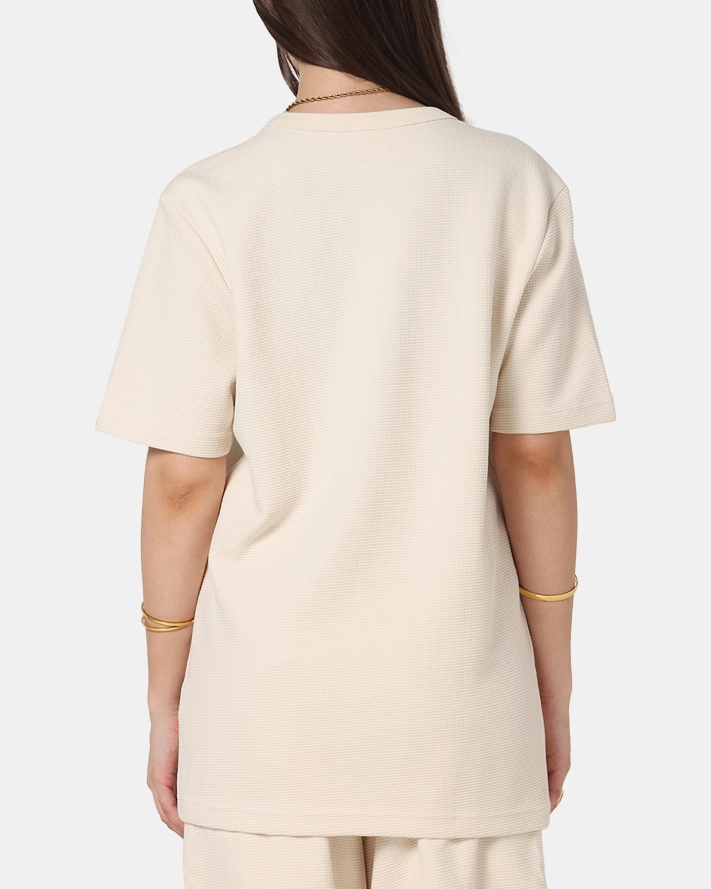 Breathable Mesh Panels Sporty Look Adidas Trefoil Essentials Waffle T-Shirt Wonder White