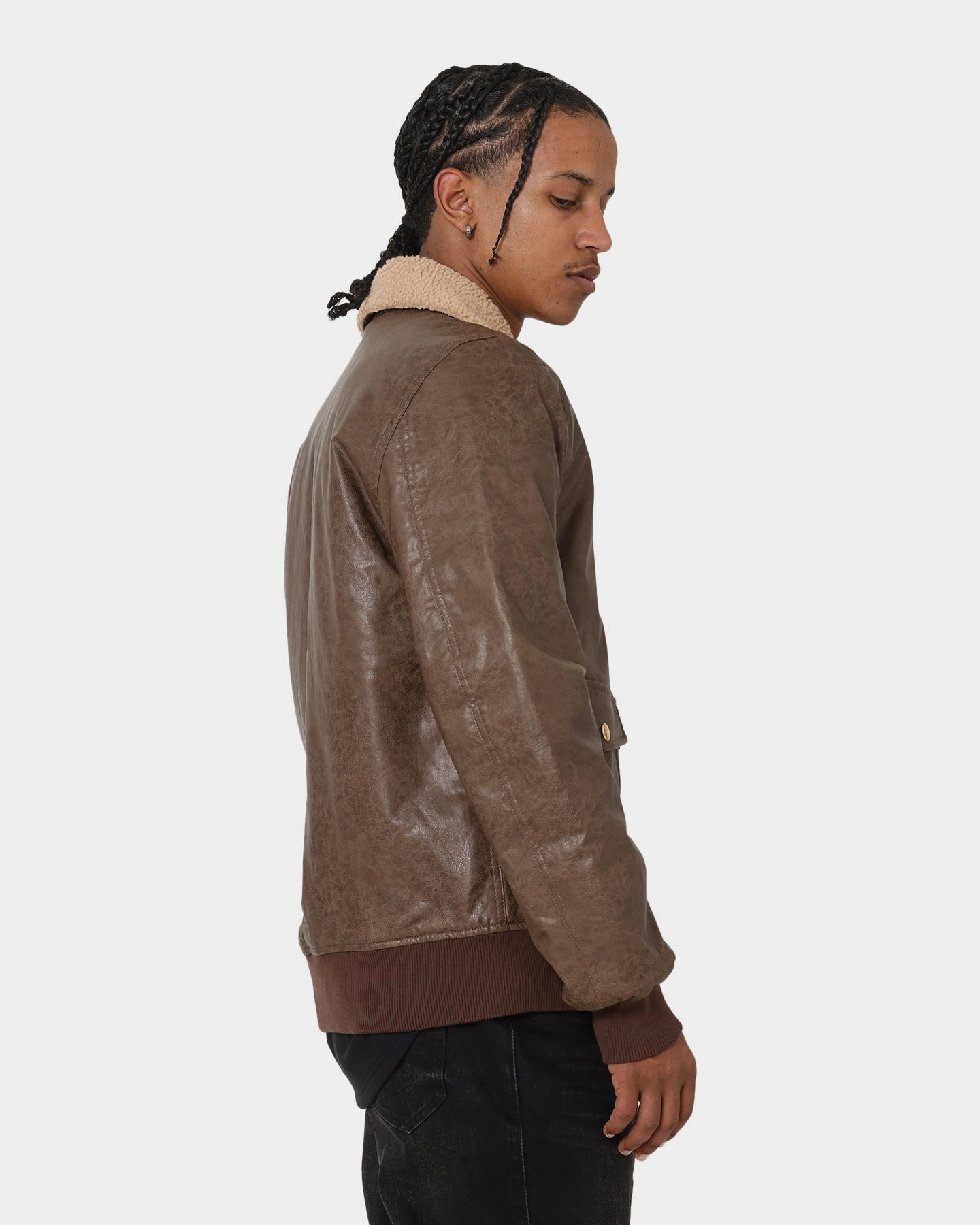 Carr?? Aviateur Leather Bomber Jacket Stone/Black Noise Reduced Fabric