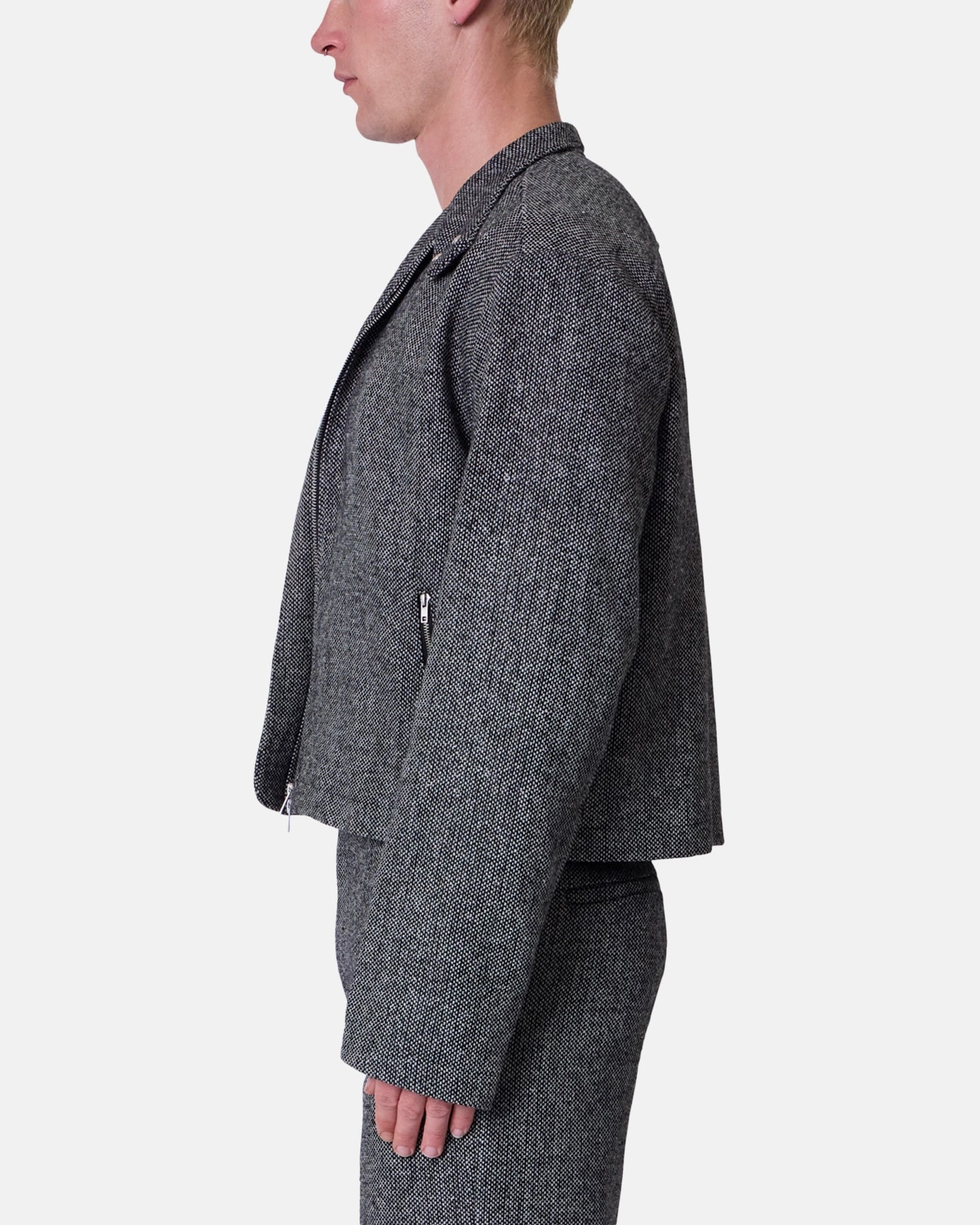 Breathable Material Budget - friendly MNML Tweed Mod Jacket Black/Grey