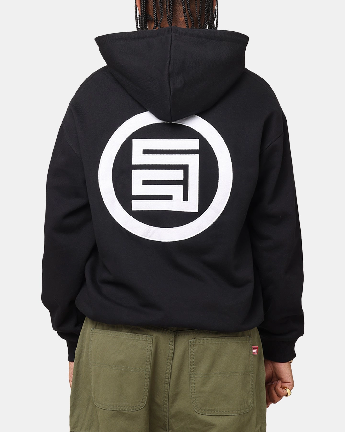S Double Applique Zip-Up Hoodie Black Base Layer