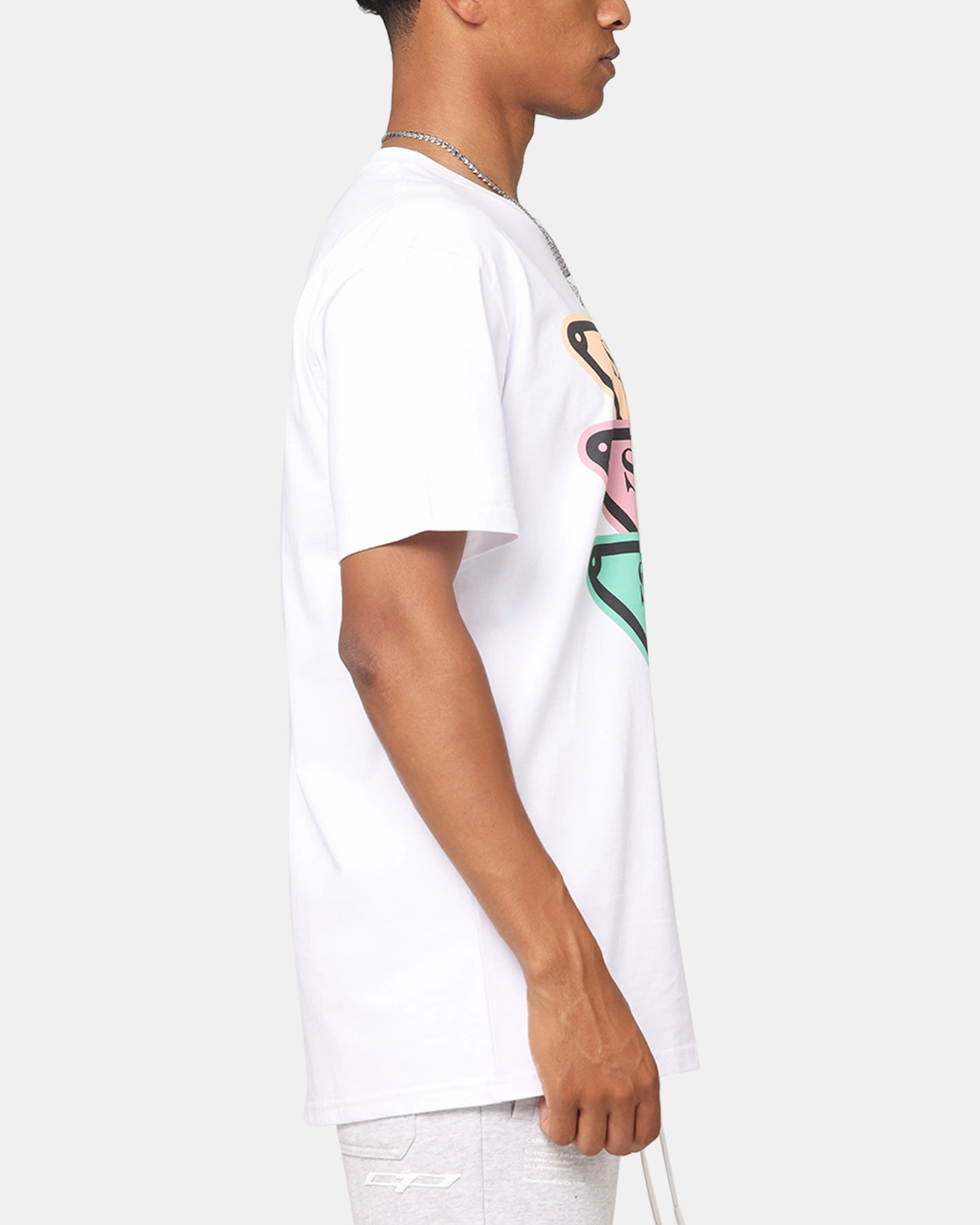 VintageWashEffect Secret Club Stacked Badge T-Shirt White