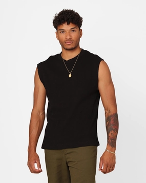 XXIII Waffle Muscle Singlet Black Comfy Vibes Classic Comfort Style
