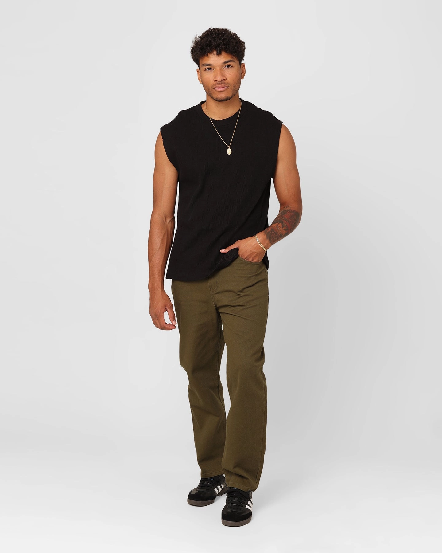 XXIII Waffle Muscle Singlet Black Holiday Casual Casual Layering Wear