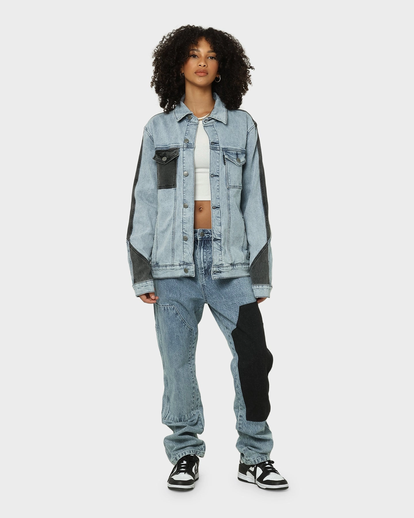 Generic Saint Morta Patchwork Denim Jacket Light Blue/Black