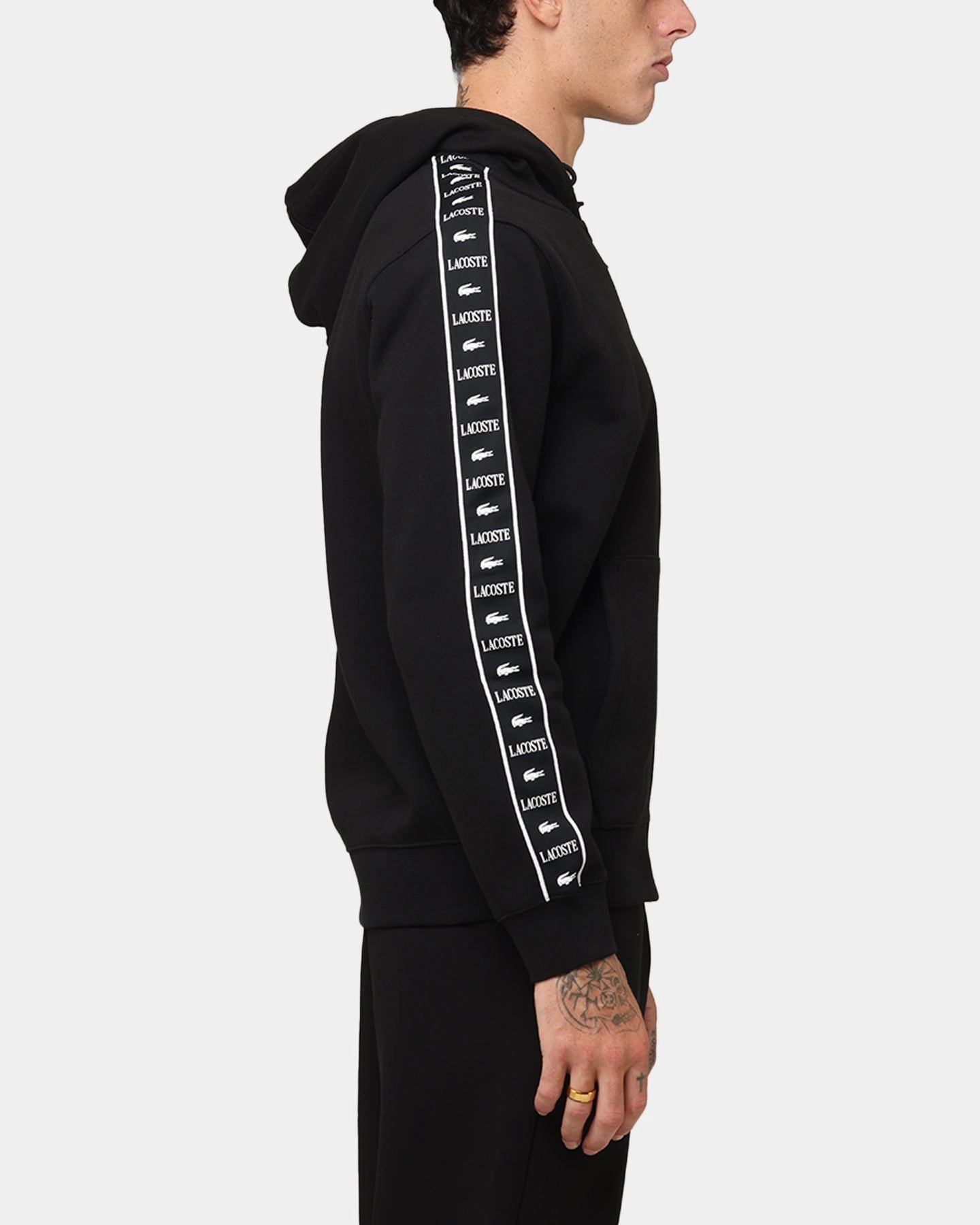 Exclusive Lacoste 23 Tape Hoodie Black