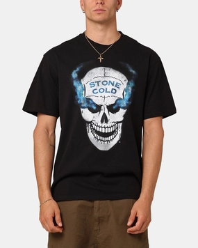 Premium Material Mitchell & Ness X WWE Stone Cold Steve Austin Skull T-Shirt Overdyed Black