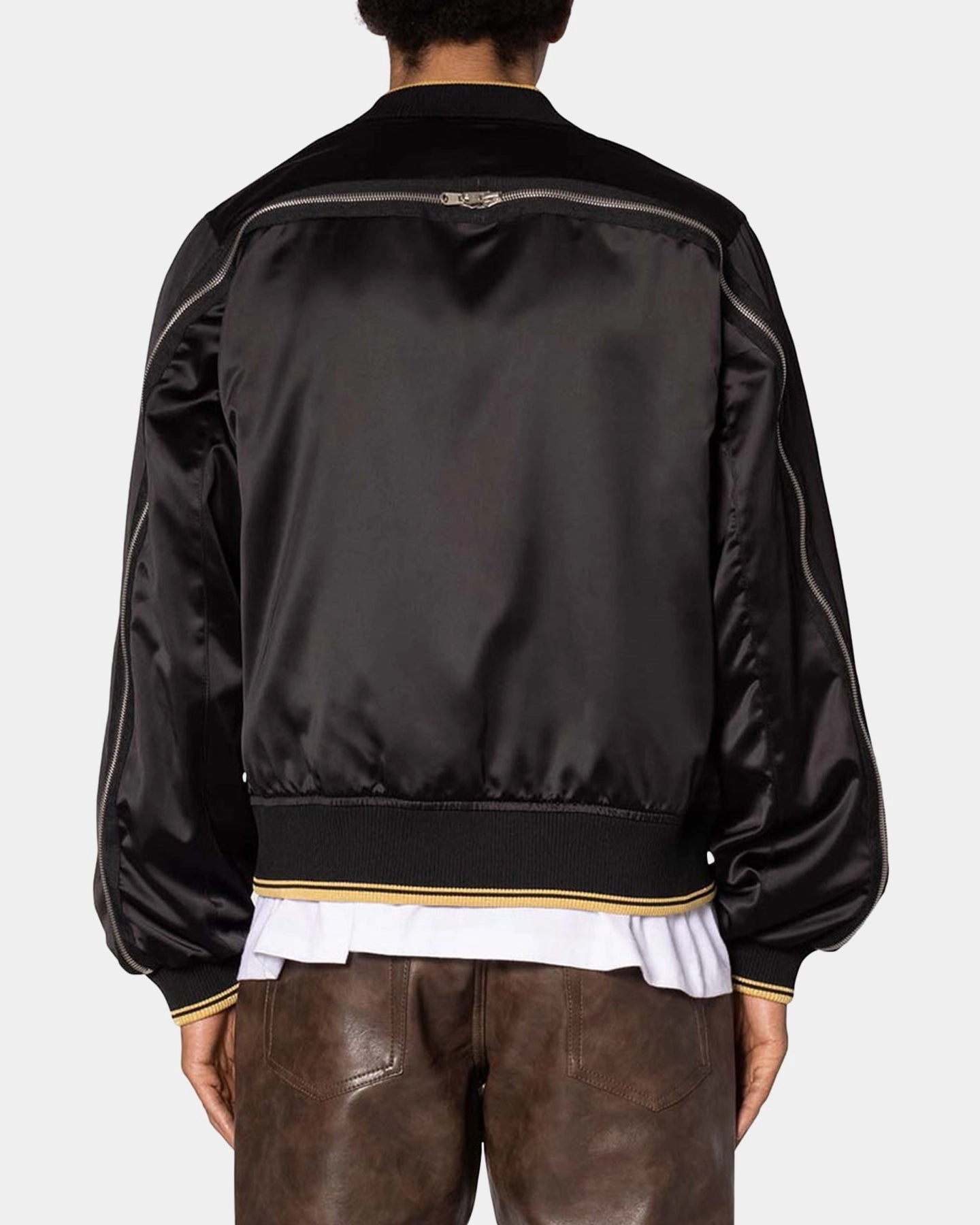 Grid Backlined Interior MNML Dark Bark Double Zip Jacket Black