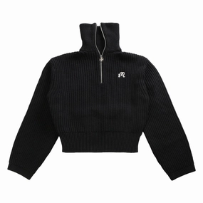 WaterRepellentFabric Malbon Anais Quarter Zip Knit Golf Sweater Black - SS25 Women