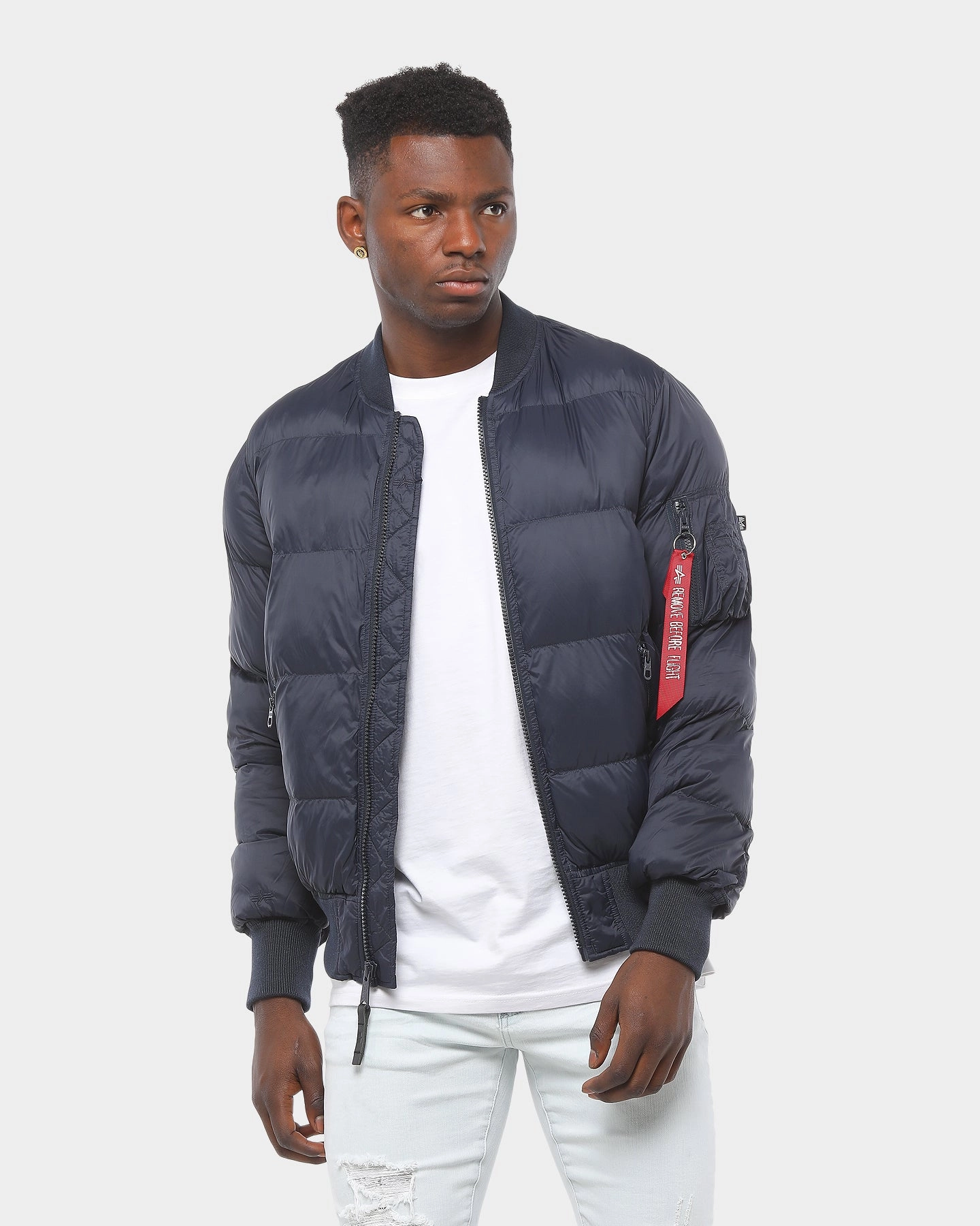 Quick Dry Fabric Elastic waist Alpha Industries MA-1 Echo Flight Puffer Jacket Blue