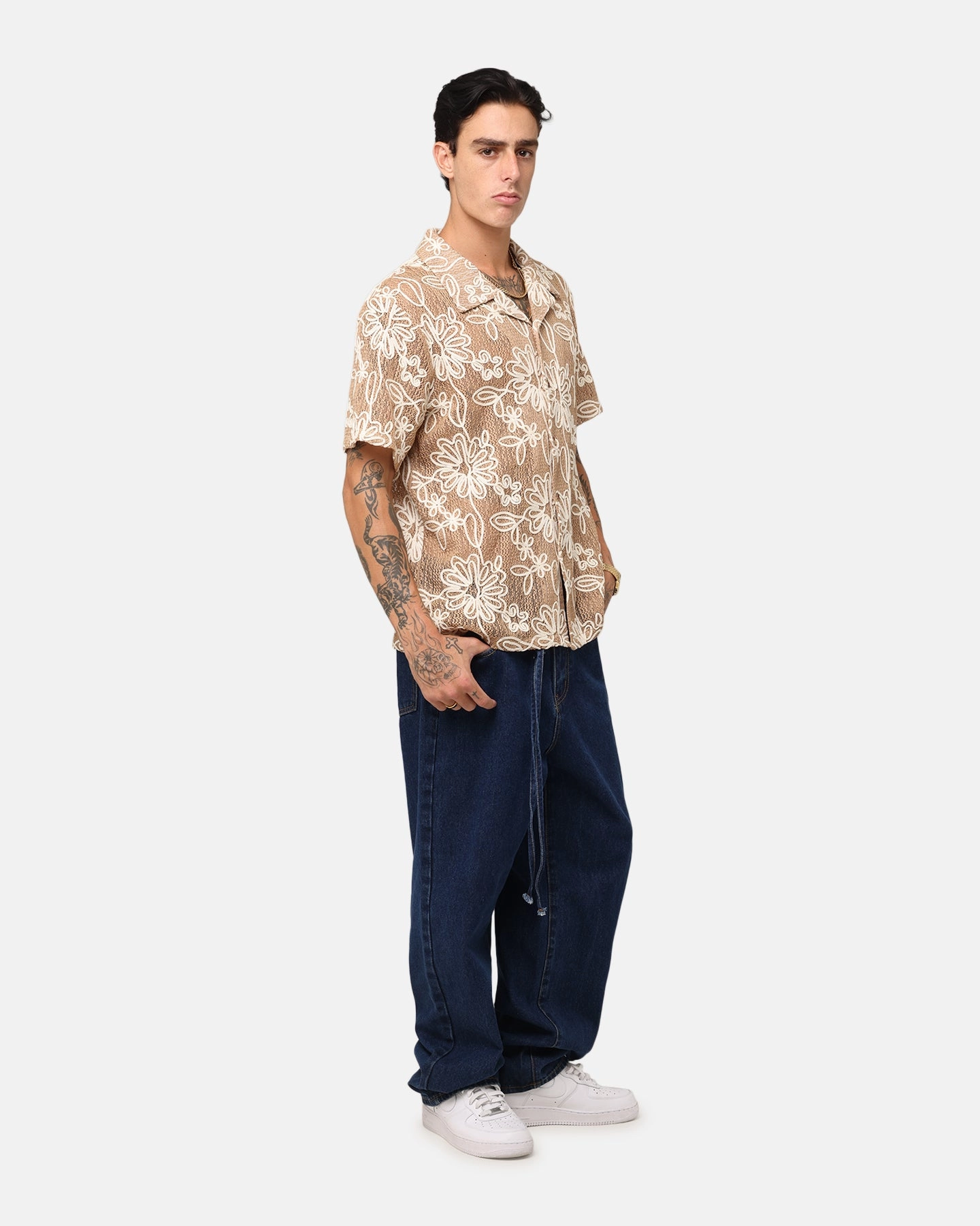 Quick Pick Daily Style XXIII Tie Lace Baggy Jeans Stonewash Indigo