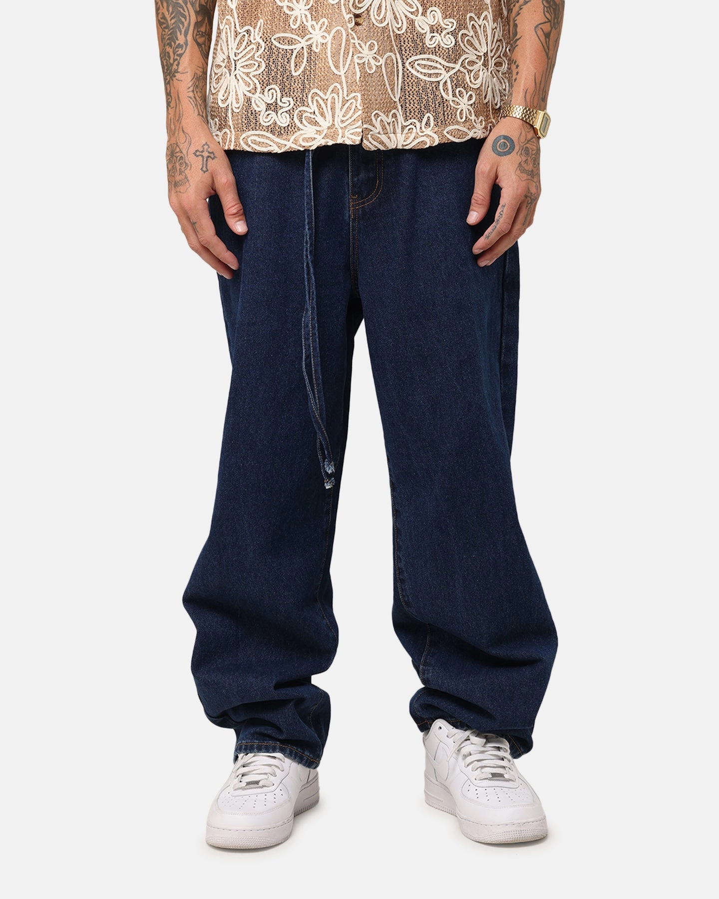 Mood Fit XXIII Tie Lace Baggy Jeans Stonewash Indigo