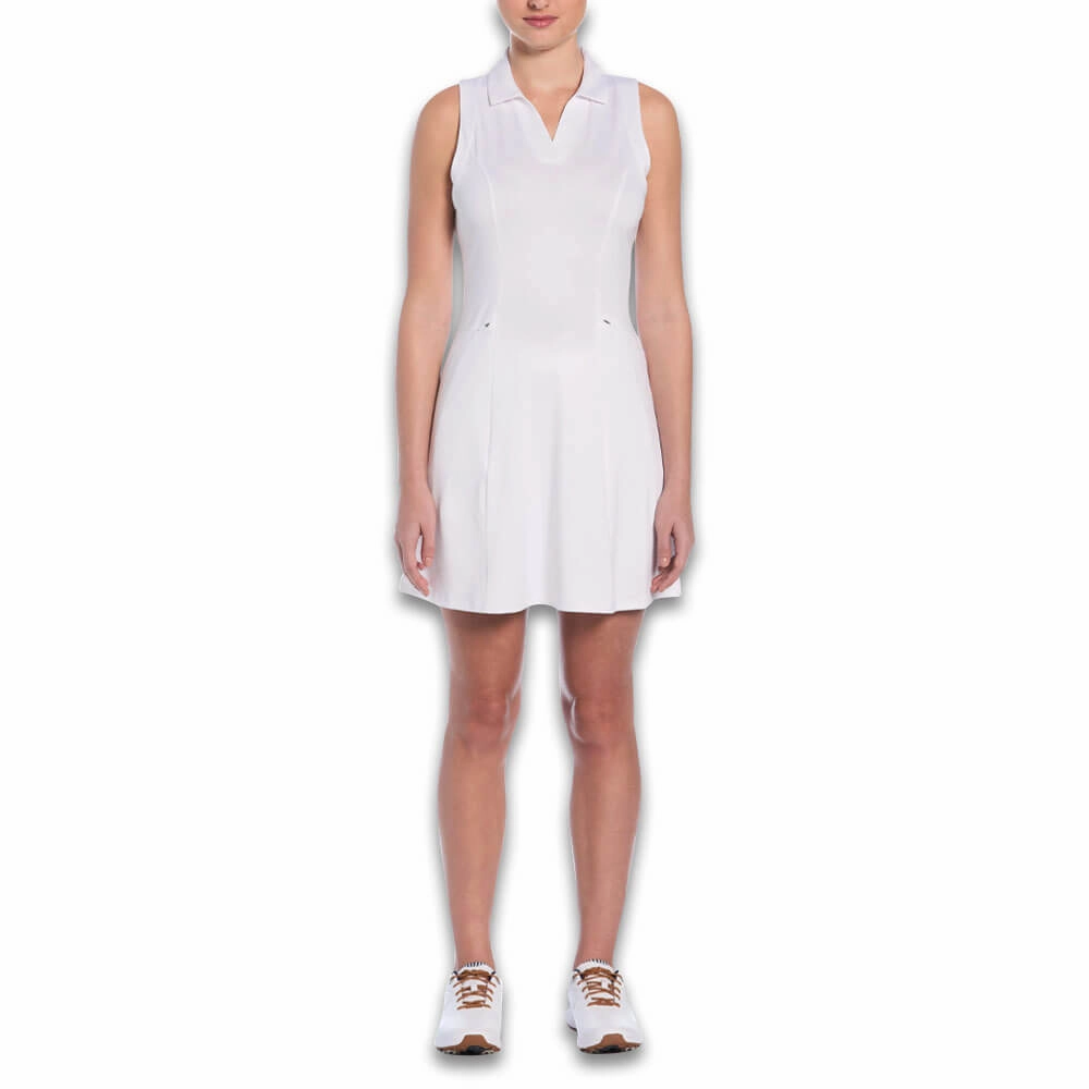 Loose Flow Callaway Sleeveless Flounce Golf Dress (with Mesh) Brilliant White - SP25 Women