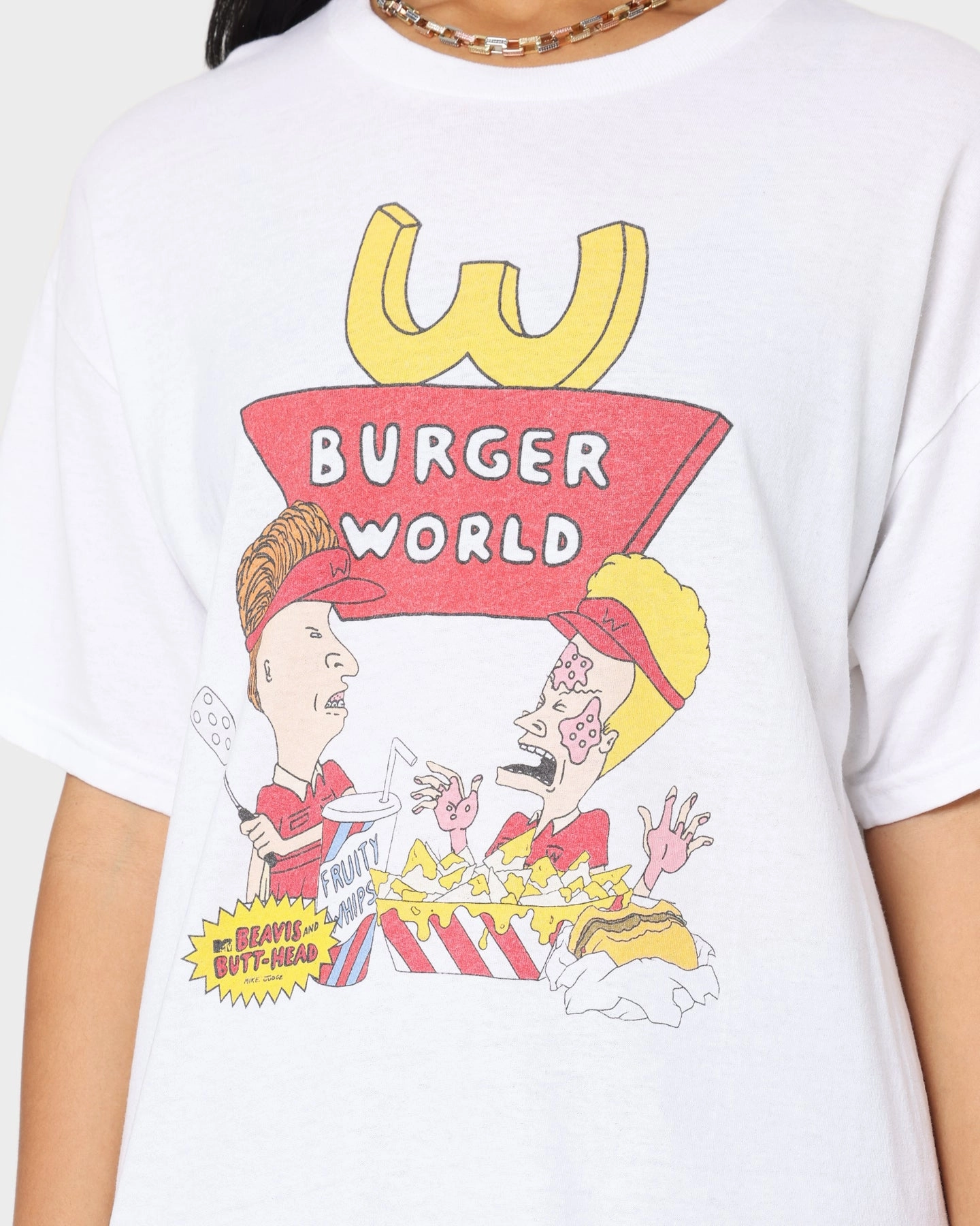 American Thrift American Thrift X Beavis & Butthead Burger World T-Shirt White Comfy and Soft