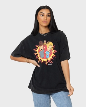 American Thrift American Thrift X Beavis & Butthead Rock T-Shirt Vintage Black Versatile Style Trend Glossy Look