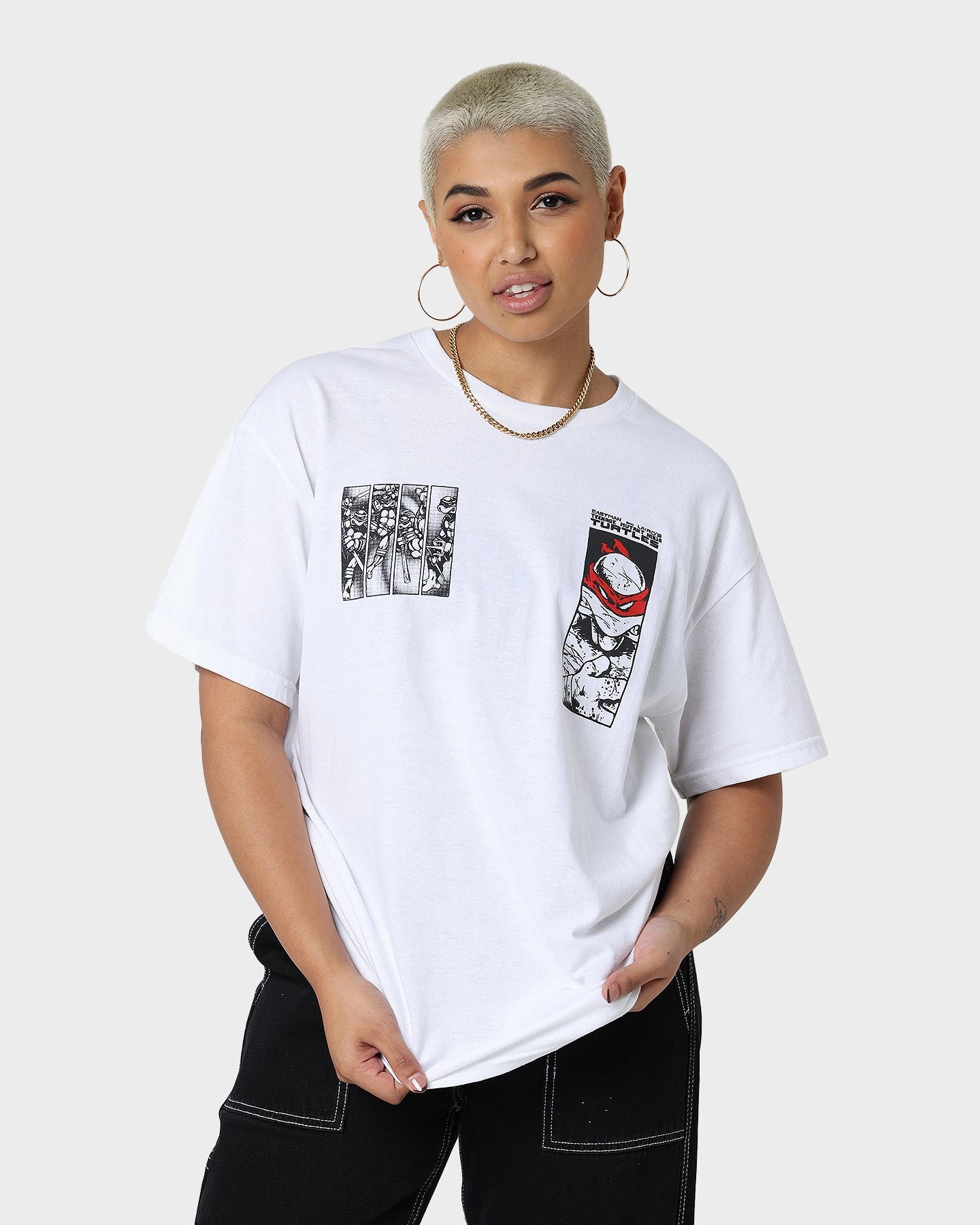 American Thrift American Thrift x Teenage Mutant Ninja Turtles Comic Book T-Shirt White V neck elegance