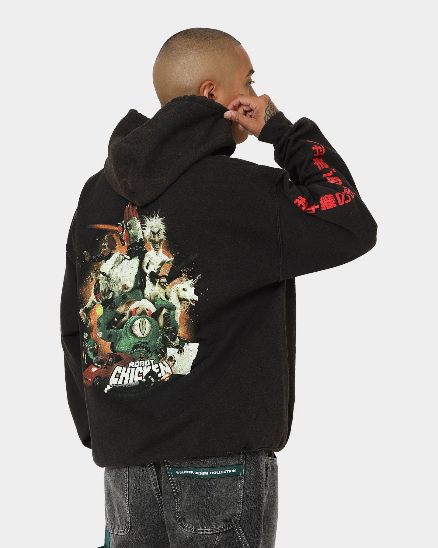 Calendar American Thrift Chicken Boom Vintage Hoodie Black Wash