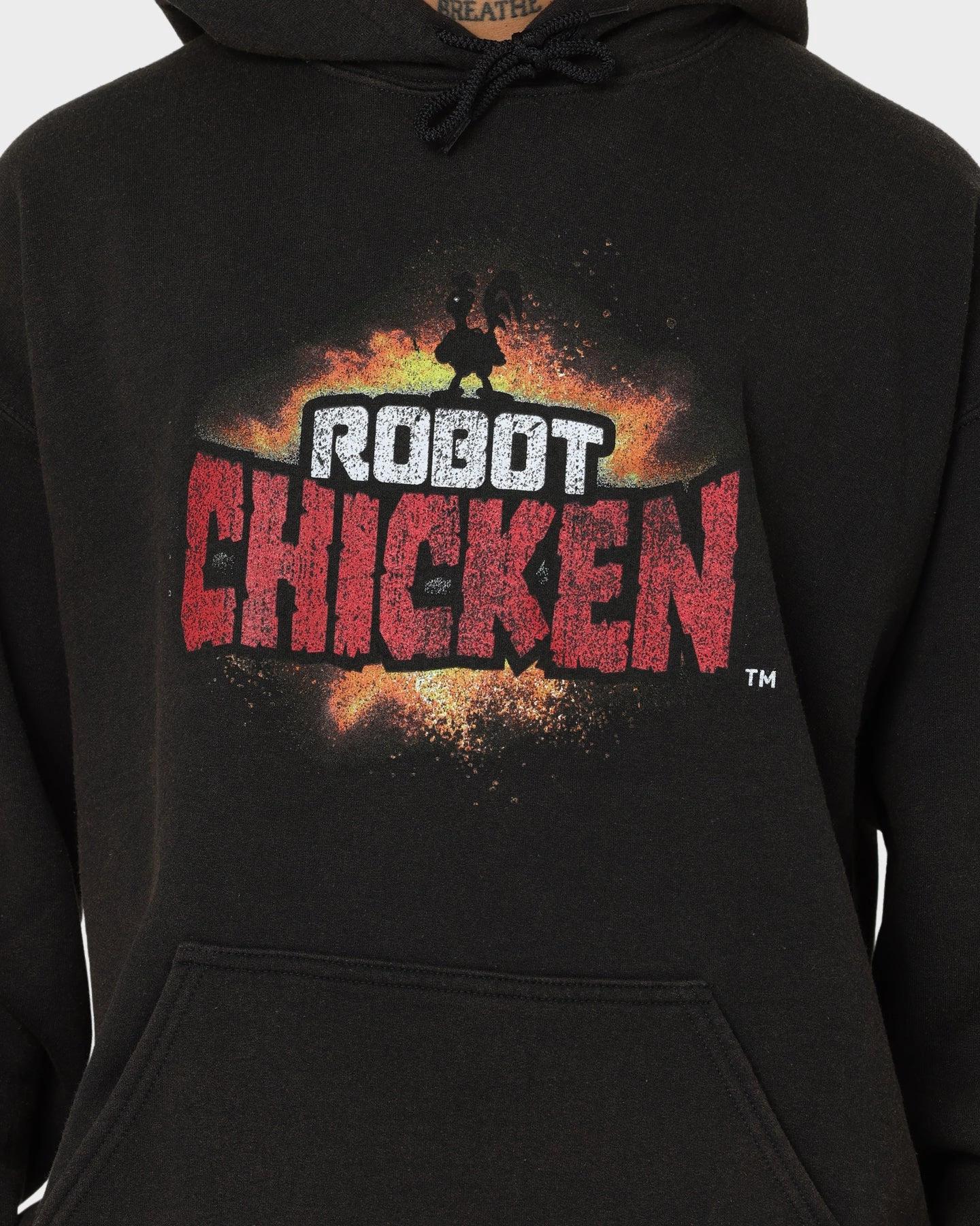 American Thrift Chicken Boom Vintage Hoodie Black Wash Detachable Hood Budget - friendly