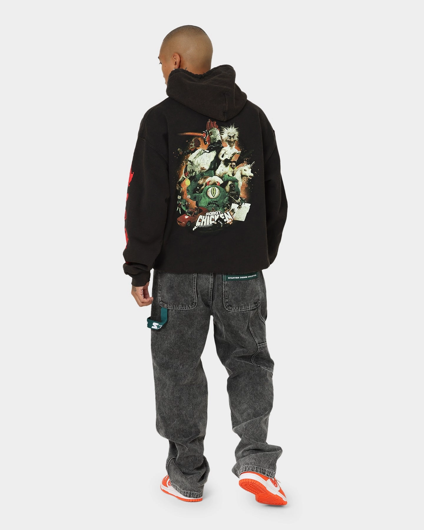 American Thrift Chicken Boom Vintage Hoodie Black Wash Practical Choice