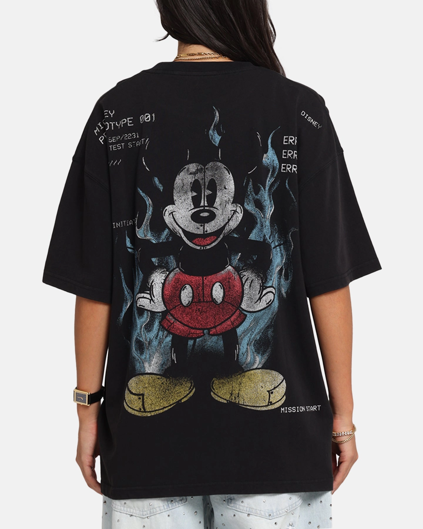 American Thrift Disney Mickey Prototype 001 T-Shirt Black Easy Care Material